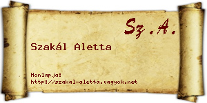 Szakál Aletta névjegykártya